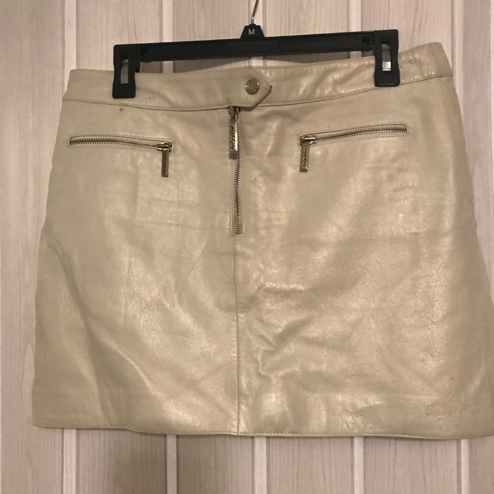 White mini leather shirt